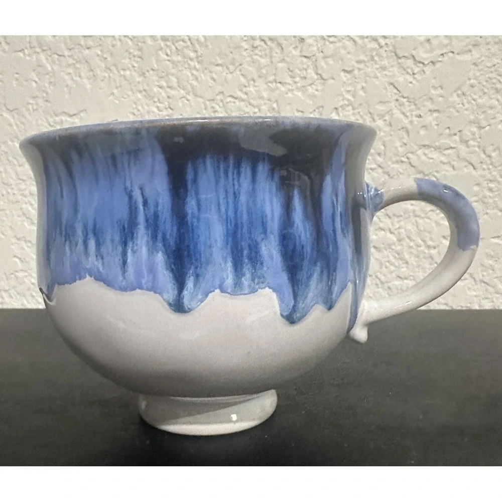 Pier 1 Studio Blue Drip Glaze Stoneware Mug Artisan Pottery Coffee Cup